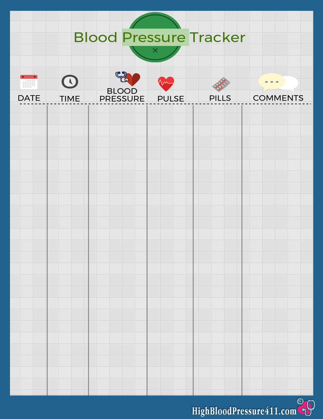 Blood Pressure Tracking Chart